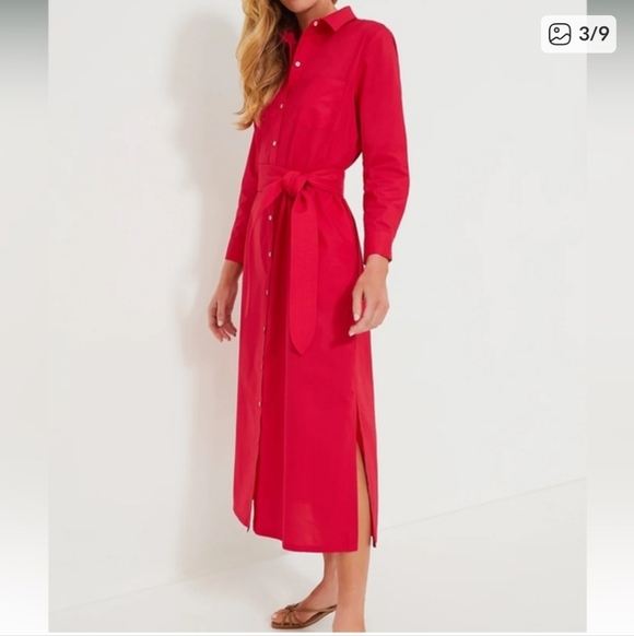 NWT Tuckernuck Women's Red Chessie Shirt Dress Size XXL 100% Cotton Luxury Chic - Picture 3 of 13